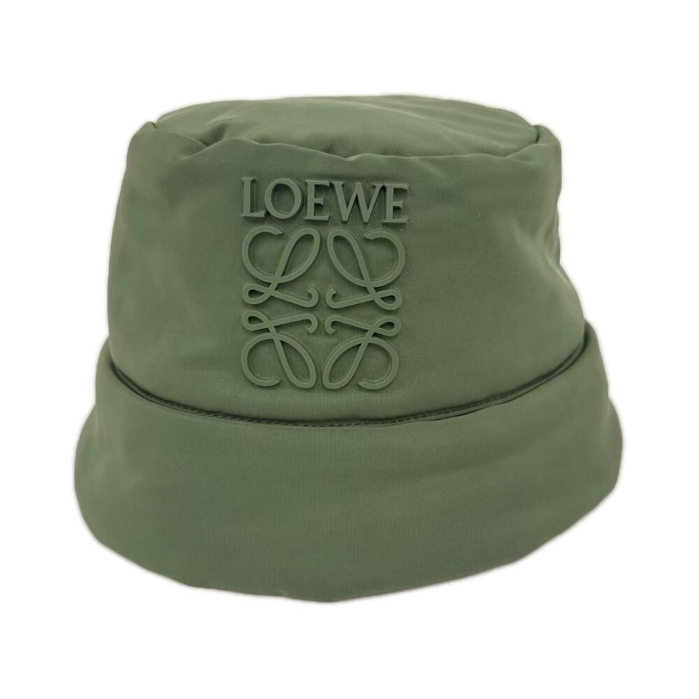 LOEWE Polyester Puffer Bucket Hat, Size M, K820HB1X63, Khaki Nylon Women's